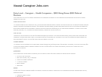 Entry Level - Caregiver - Health Companion | Hawaii Caregiver Jobs.com