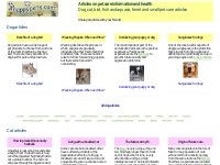 Articles on dog, cat, bird, fish, ferret and small pet