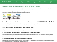 Bangalore airport taxi hire | SRI RANGA Cabs