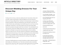Discount Wedding Dresses For Your Unique Day   Article Directory