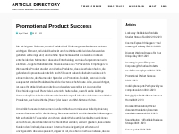 Promotional Product Success   Article Directory