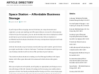 Space Station - Affordable Business Storage   Article Directory