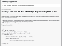 Adding Custom CSS and JavaScript to your wordpress posts.   BuddingBlo