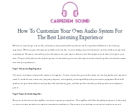 How to Customize Your Own Audio System for the Best Listening Experien