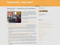 {{ Resources}} {{reactions and comments}} - {{doinggoodsayswho.com}}