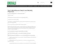 Can t afford Bounce Back Loan Monthly Payments   Emerald | Corporate I