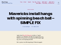 Mavericks install hangs with spinning beach ball   SIMPLE FIX   Mac Cr