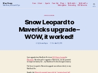 Snow Leopard to Mavericks upgrade   WOW, it worked!   Mac Crazy