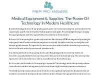 Medical Equipment   Supplies: The Power Of Technology In Modern Health