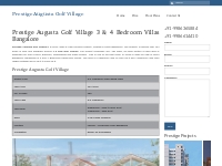 Prestige Augusta Golf Village 3   4 BHK Villas Hennur Hormavu Bangalor