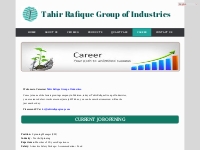 CAREER   Tahir Rafique Group of Industries