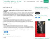 Our Disclaimer | The 7th Day Return of the Lord