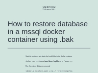 How to restore database in a mssql docker container using .bak   vinhb