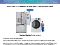 Quick Washing Machine Refrigerator Repair Service in Nagawara Bangalor