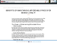 Benefits of Maintaining Affordable Prices for Brand Loyalty - Herbert 