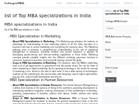 list of Top MBA specializations India, MBA specializations