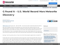    G Found It - U.S. World Record Mars Meteorite Discovery