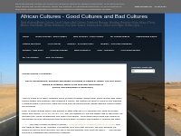 African Cultures - Good Cultures and Bad Cultures