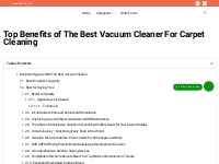 Top Benefits of The Best Vacuum Cleaner For Carpet Cleaning