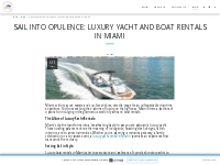 Sail into Opulence: Luxury Yacht and Boat Rentals in Miami - Miami VIP