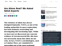 Are Aliens Real? We Asked NASA Experts - People ask Nasa : Are Aliens 