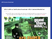 GTA 5 APK no Verification Download: GTA 5 Android MediaFire! | APK Gam