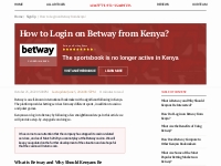 Betway Login in Kenya: a Complete Guide on How to Sign In to Account