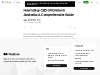 How to Buy CBD Oil Online in Australia: A Comprehensive Guide | by Bli