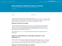 Bioconductor community blog - Renaming the Default Branch to Devel