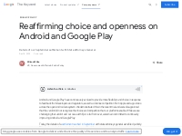 Reaffirming choice and openness on Android and Google Play
