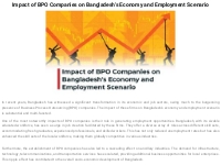 Impact of BPO Companies on Bangladesh s   infinigent