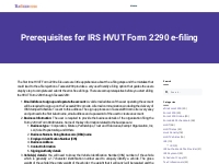 Prerequisites for IRS HVUT Form 2290 e-filing - TaxSeer 2290