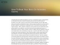 How To Beat Your Boss On Asbestos Claims