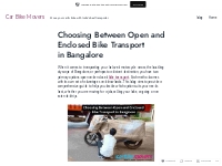 Choosing Between Open and Enclosed Bike Transport in Bangalore   Car B