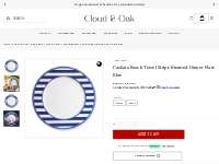 Caskata Beach Towel Stripe Rimmed Dinner Plate Blue - Cloud   Oak