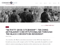 “Nativity Gives Citizenship”: Teaching Antislavery Constitutionalism t