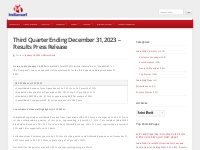 Third Quarter Ending December 31, 2023 - Results Press Release - India
