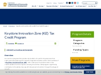 Keystone Innovation Zone (KIZ) Tax Credit Program - PA Department of C