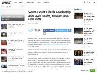 Voters Doubt Biden's Leadership and Favor Trump, Times/Siena Poll Find
