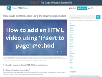 How to add an HTML video using the Insert to page method