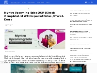 Myntra Upcoming Sales January 2024 | Next Sale Dates Alert!