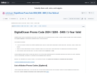 DigitalOcean Promo Code 2024 / $200 - $400 / 1-Year Valid · GitHub