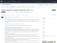 Privacy Statement Updates September 2022 · Pull Request #582 · github/
