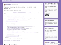 Agenda: Monthly GlotPress Chat – April 19, 2023 (8:00 UTC) | GlotPress