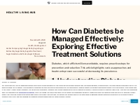 How Can Diabetes be Managed Effectively: Exploring Effective Treatment