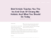 Brief Article Teaches You The Ins and Outs of Chiang Mai Holistic And 