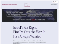 Israel’s Far Right Finally Gets the War It Has Always Wanted   Informa