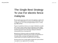 The Single Best Strategy To Use For electric fence malaysia   infos-jo