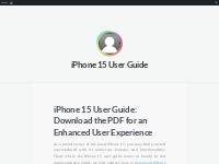 iPhone 15 User Guide