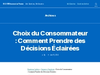 Choix du Consommateur : Comment Prendre des Décisions Éclairées   IS 2